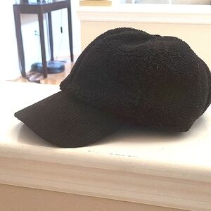 Boutique Black Fleece Sherpa Baseball Cap NWT